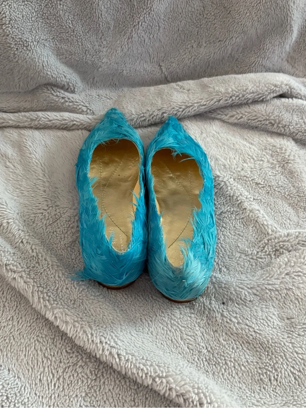 NEW KATE SPADE SIZE 7 Women's Teal Feather-Texture Pointed Toe Flats - Picture 5 of 6